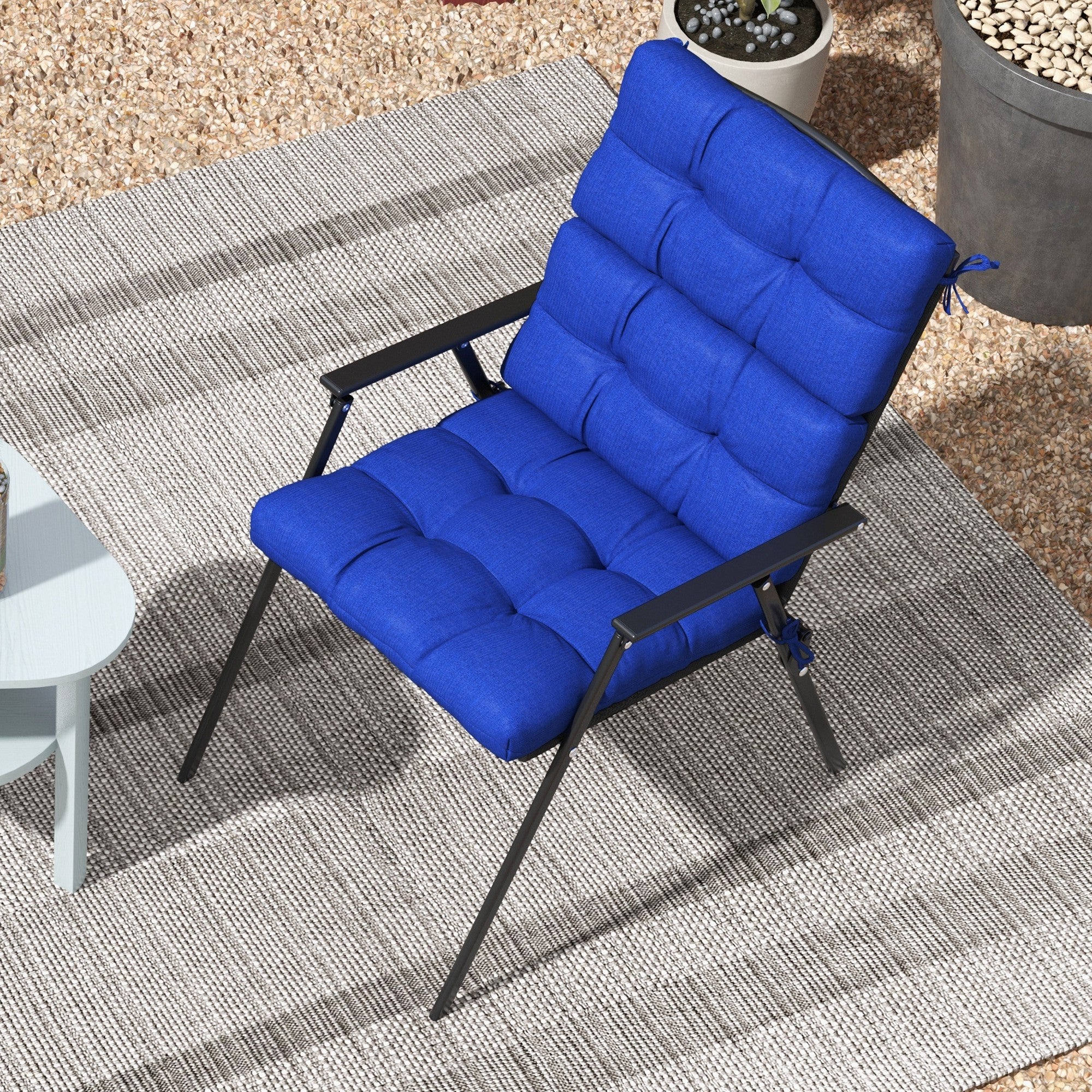 Outsunny 2-Piece Patio Chair Cushions Pillows, Seat Replacement Patio Cushions Set with Ties, Backrest Button Tufted for Indoor Outdoor Garden Furniture, Navy Blue