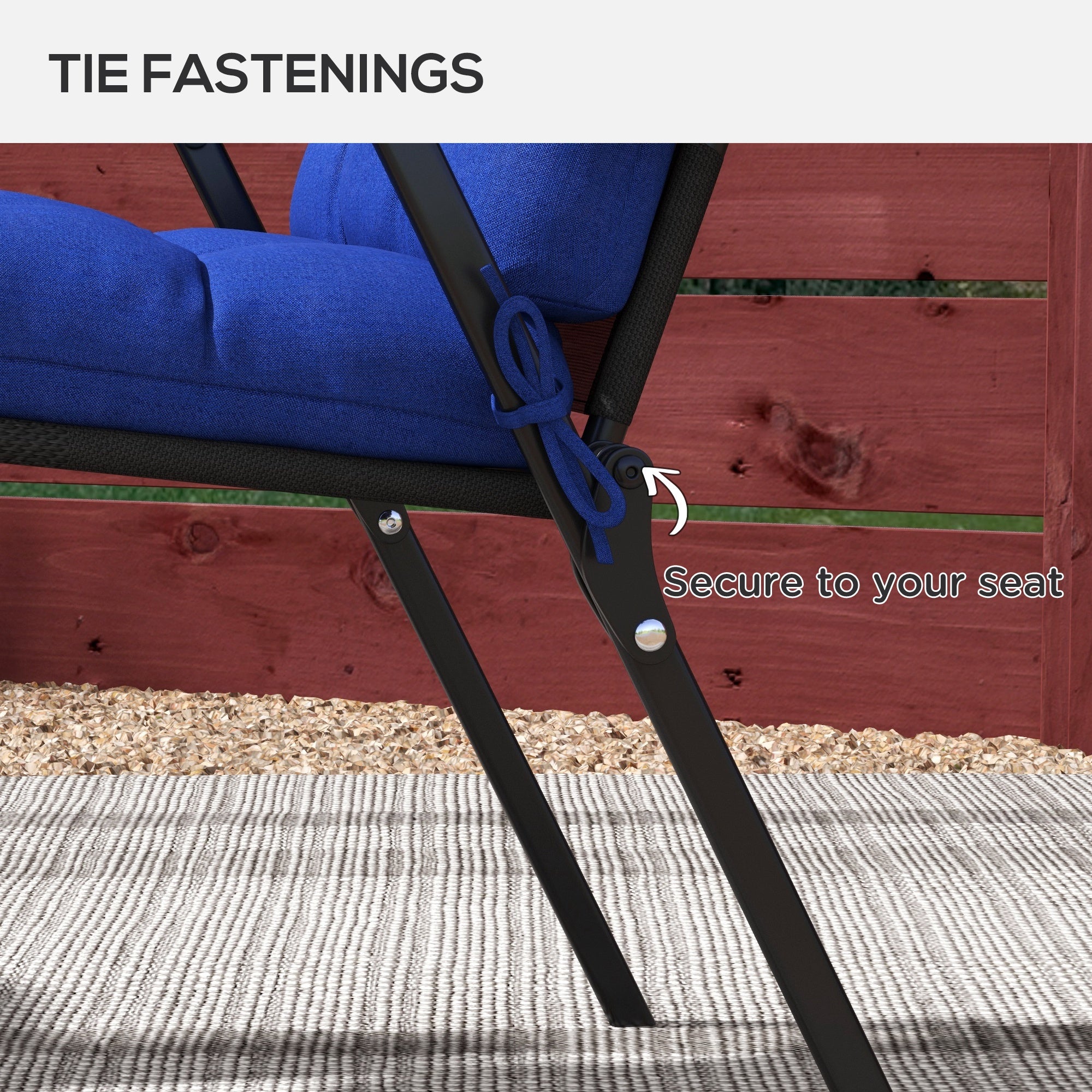 Outsunny 2-Piece Patio Chair Cushions Pillows, Seat Replacement Patio Cushions Set with Ties, Backrest Button Tufted for Indoor Outdoor Garden Furniture, Navy Blue