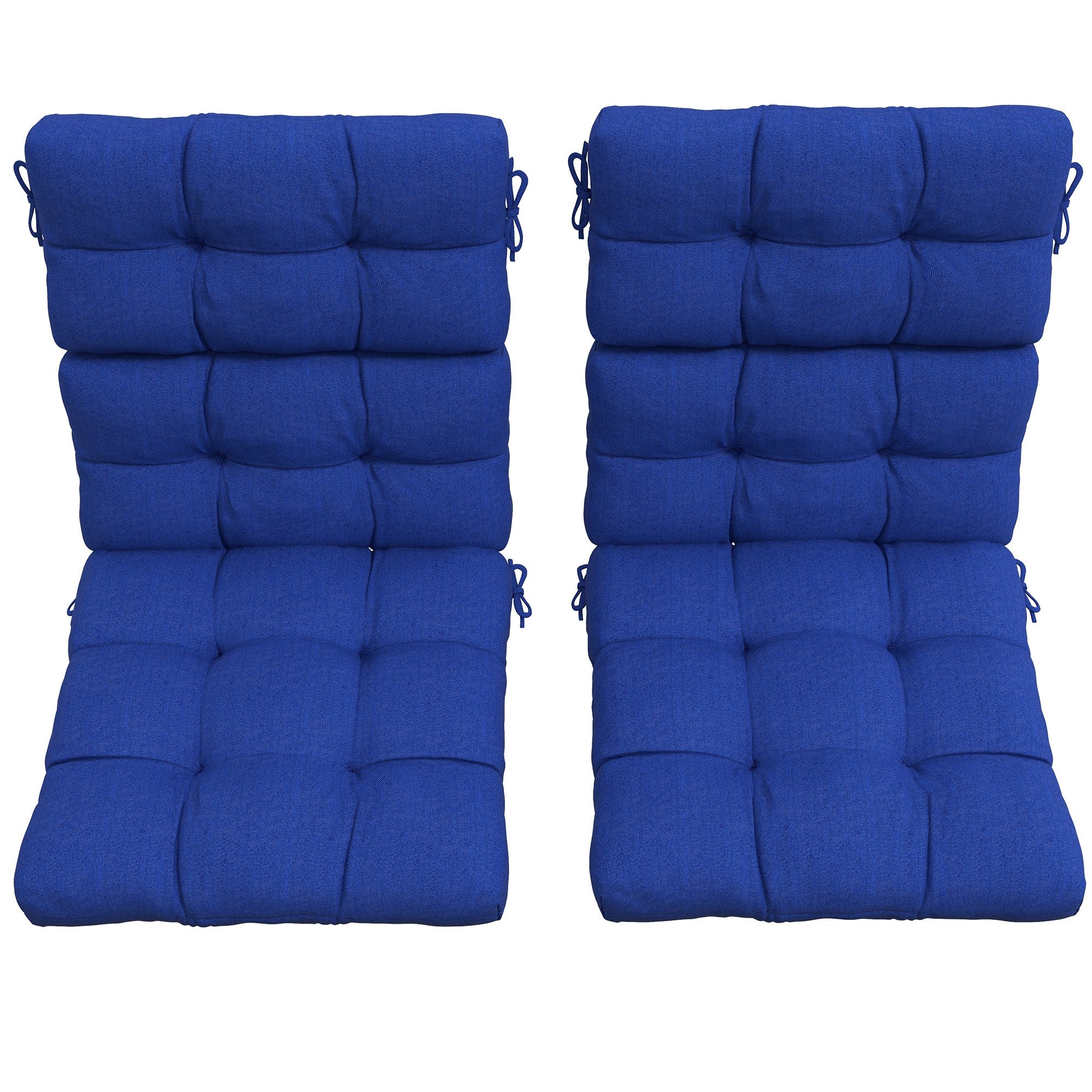 Outsunny 2-Piece Patio Chair Cushions Pillows, Seat Replacement Patio Cushions Set with Ties, Backrest Button Tufted for Indoor Outdoor Garden Furniture, Navy Blue