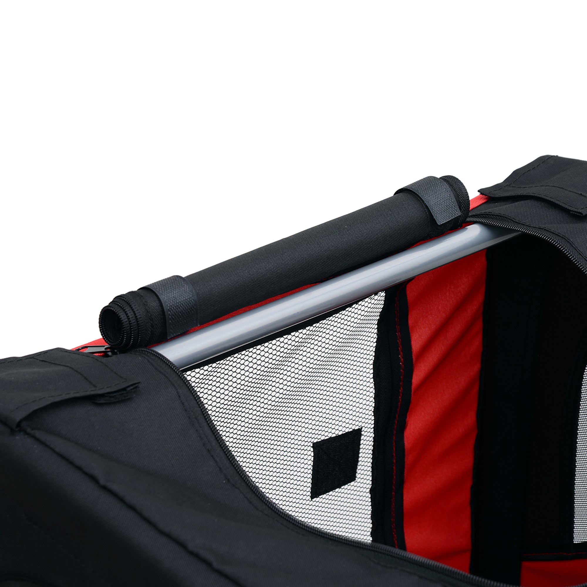 Aosom Dog Bike Trailer Pet Cart Bicycle Wagon Cargo Carrier Attachment for Travel with 3 Entrances Large Wheels for Off-Road & Mesh Screen, Red/ Black