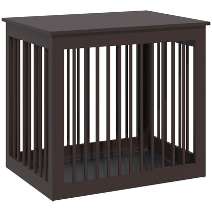 PawHut Wooden Dog Crate Furniture, Puppy Kennel End Table, Decorative Pet House with Front Door, Safety Lock, for Small & Medium Sized Dog, Coffee