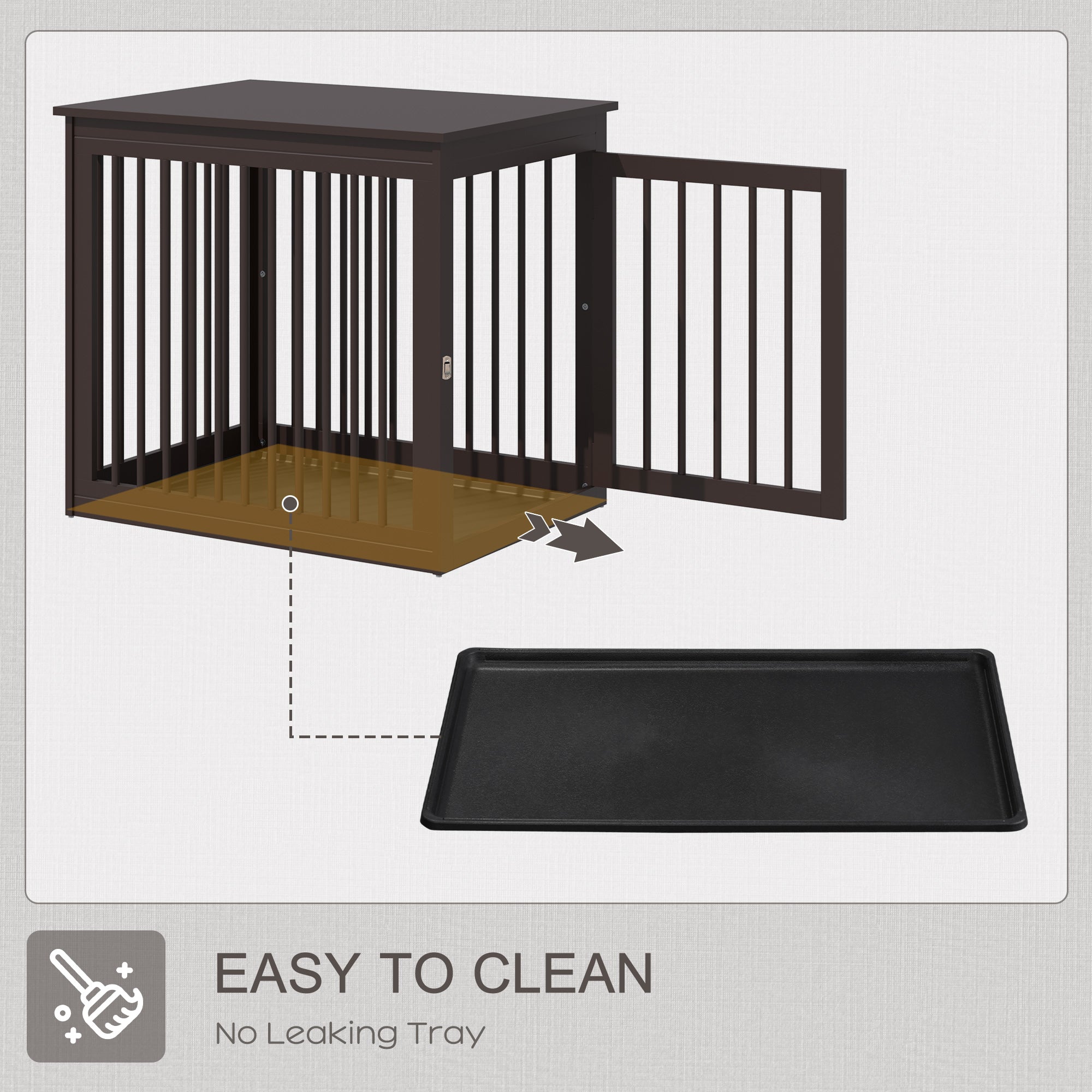 PawHut Wooden Dog Crate Furniture, Puppy Kennel End Table, Decorative Pet House with Front Door, Safety Lock, for Small & Medium Sized Dog, Coffee