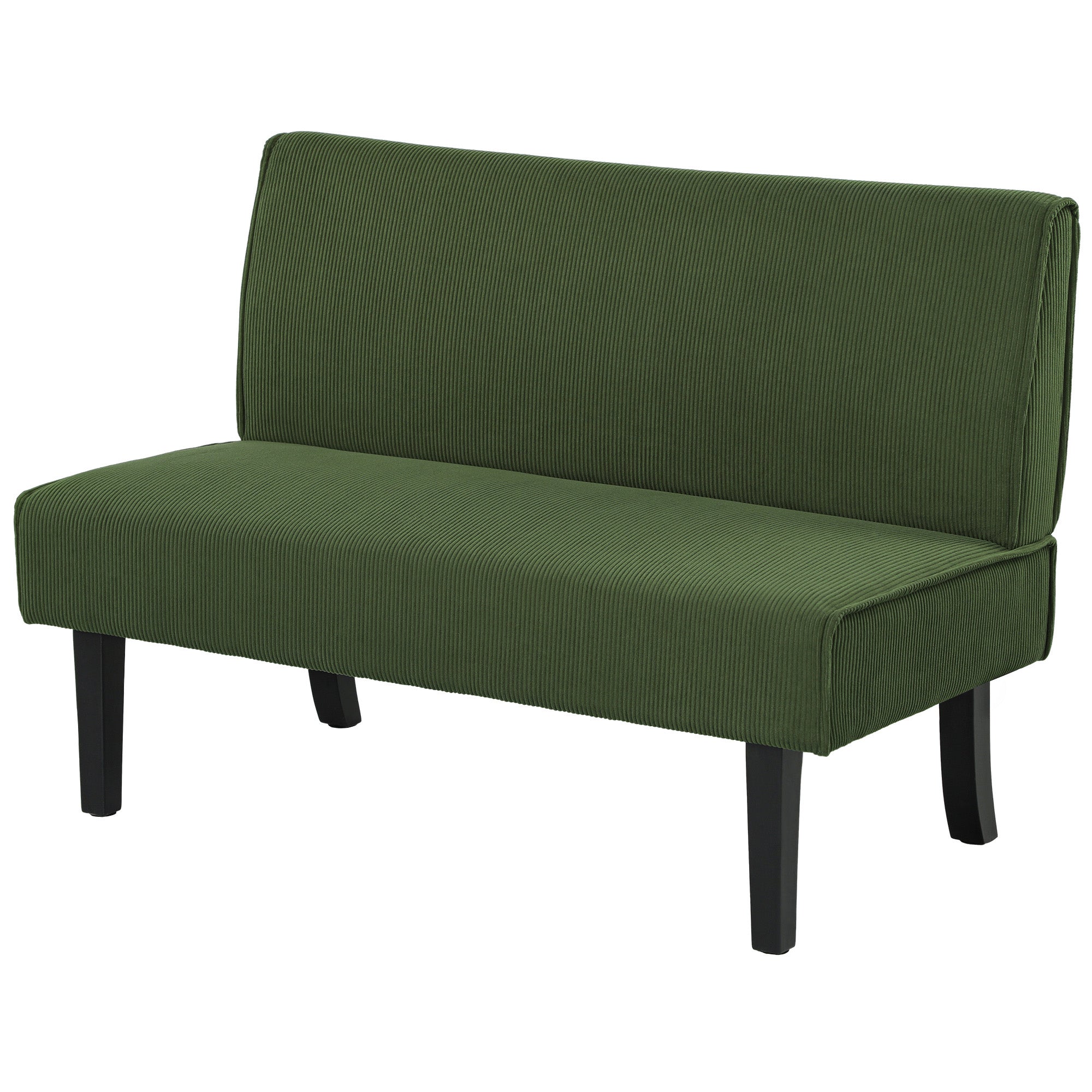 HOMCOM 46.5" Loveseat with USB/USB-C Ports, Modern Love Seat with Rubber Wood Legs, Corduroy 2 Seater Sofa Couch for Living Room, Bedroom, Home Office, Small Space, Green