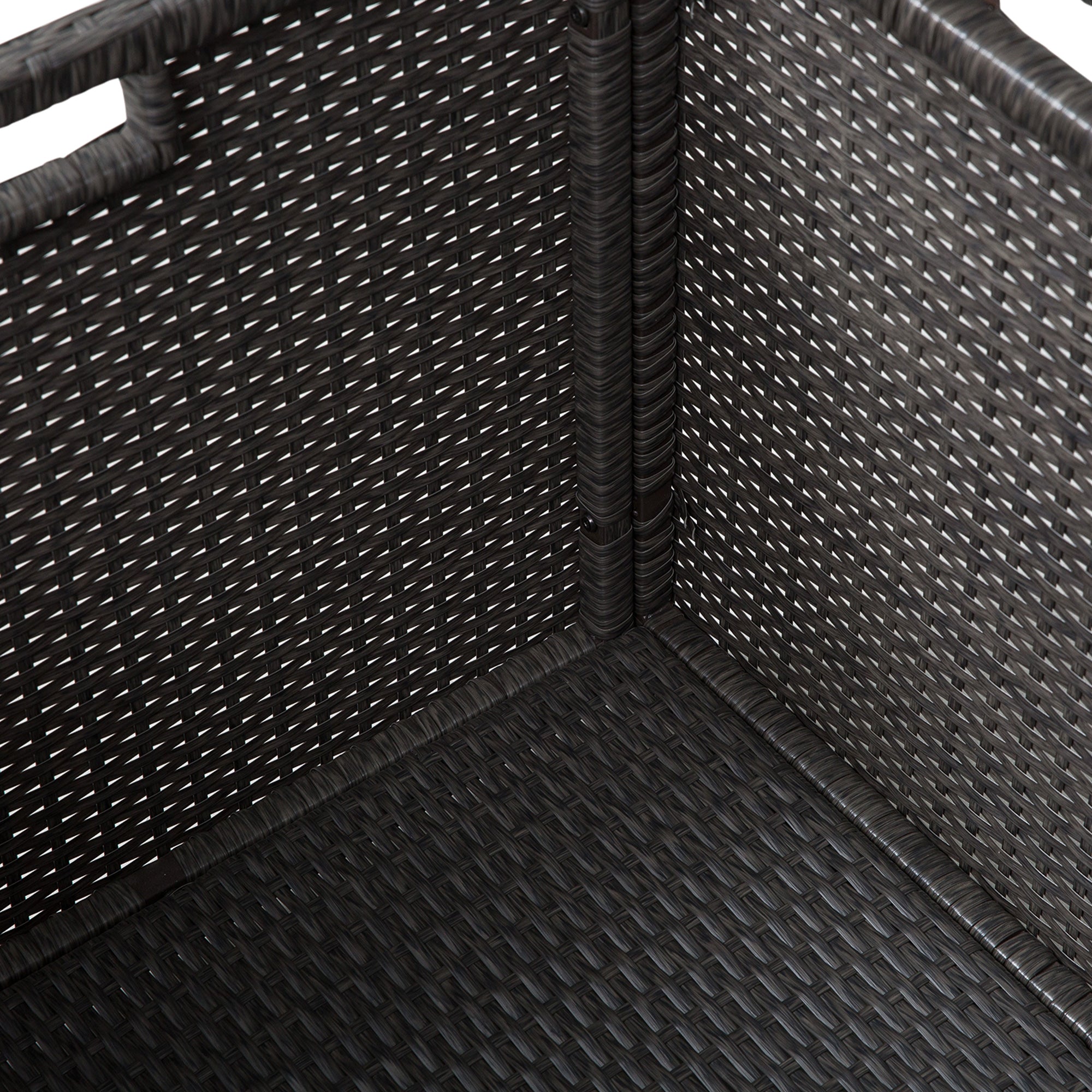 Outsunny Wicker Deck Box, 118 Gallon PE Rattan Outdoor Storage Box with Plastic Top Lid and Handles for Indoor, Patio Furniture Cushions, Pool Essentials, Garden Tools, Grey