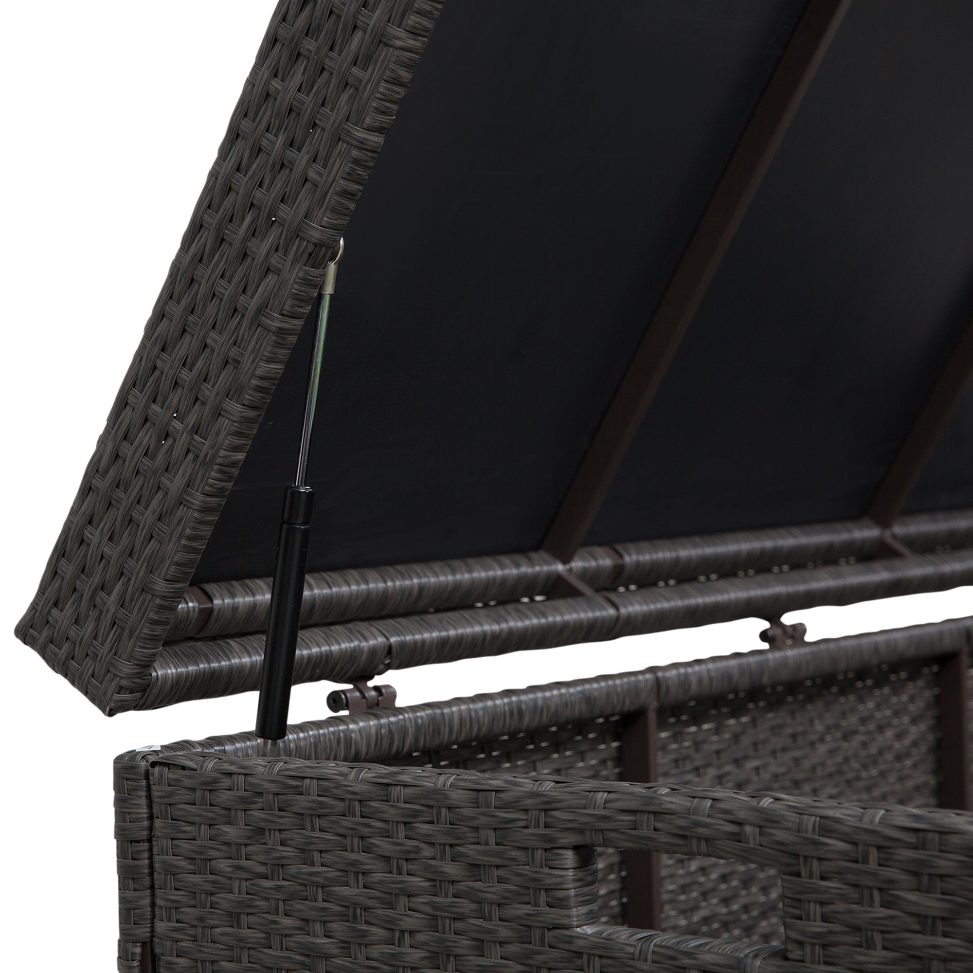 Outsunny Wicker Deck Box, 118 Gallon PE Rattan Outdoor Storage Box with Plastic Top Lid and Handles for Indoor, Patio Furniture Cushions, Pool Essentials, Garden Tools, Grey