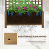Outsunny Raised Garden Bed, Wood Planter with Trellis for Vine Climbing, Privacy Screen Planter Box to Grow Vegetables, Herbs, and Flowers for Backyard, Patio, Deck, Coffee