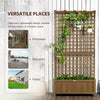 Outsunny Raised Garden Bed, Wood Planter with Trellis for Vine Climbing, Privacy Screen Planter Box to Grow Vegetables, Herbs, and Flowers for Backyard, Patio, Deck, Coffee