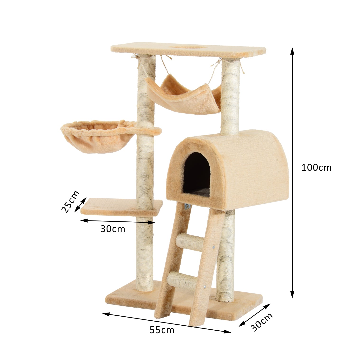 PawHut Cat Tree for Indoor Cats Kitten Activity Centre Scratch Scratching Scratcher Climber Post Rest Bed Toy 100cm