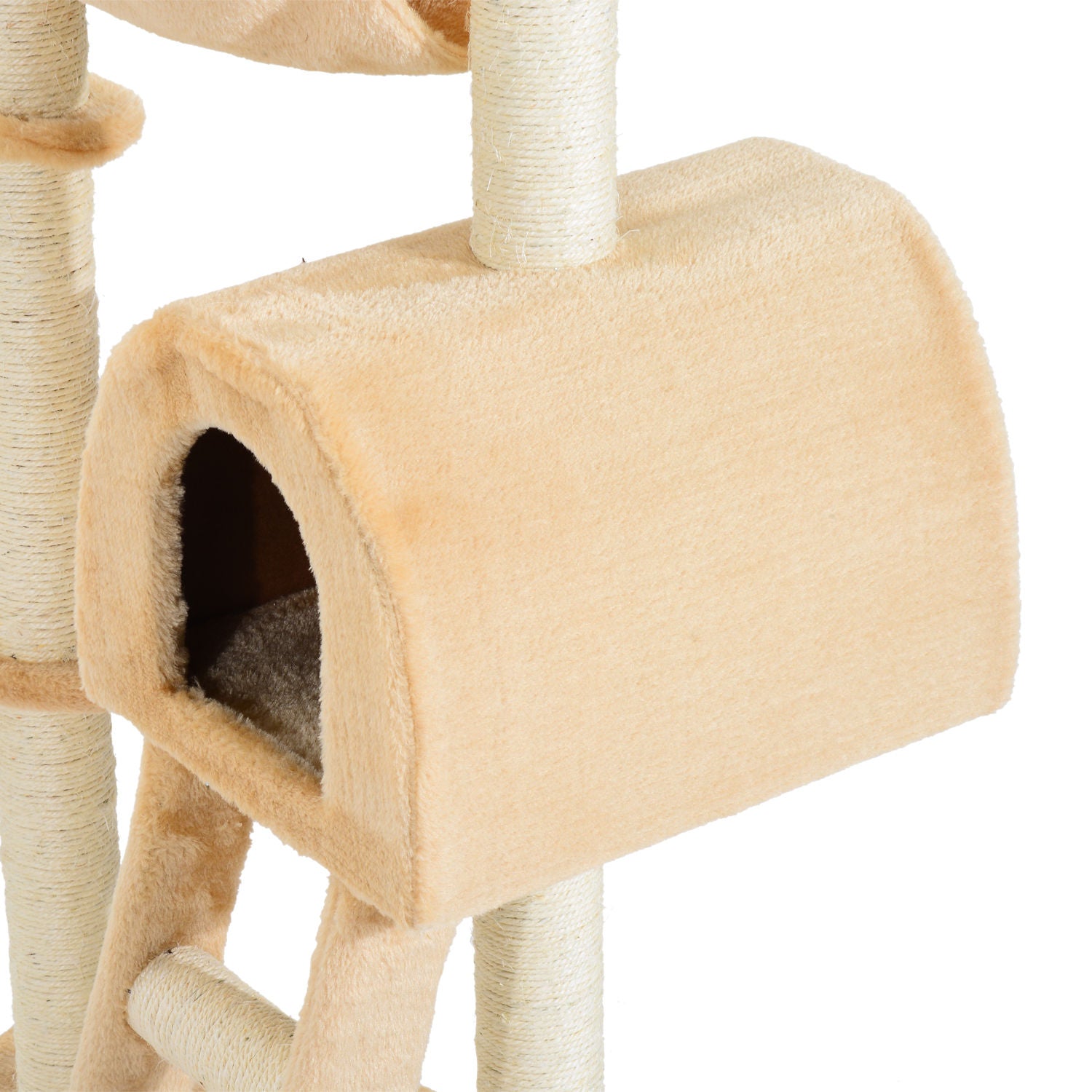 PawHut 39” Deluxe Cat Scratching Tree Kitten Condo Play House Pet Scratcher Multi-level Tower Kitty Furniture with Hammock