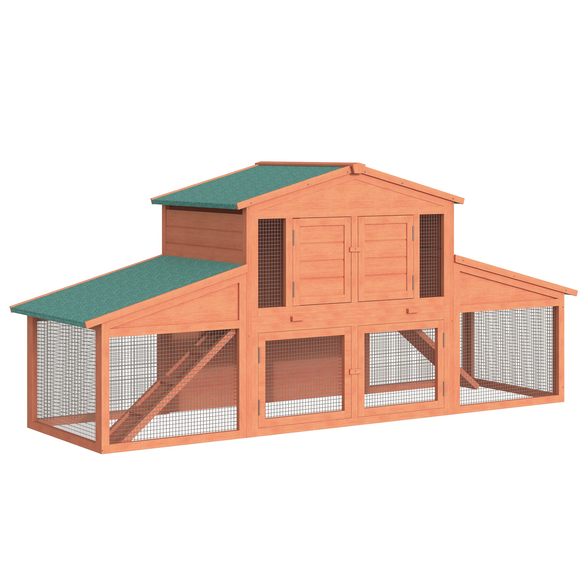 PawHut 88.5" x 27.5" x 39.25" Deluxe Wooden Rabbit Hutch Backyard Bunny Cage Small Animal Living House with Outdoor Run, Orange