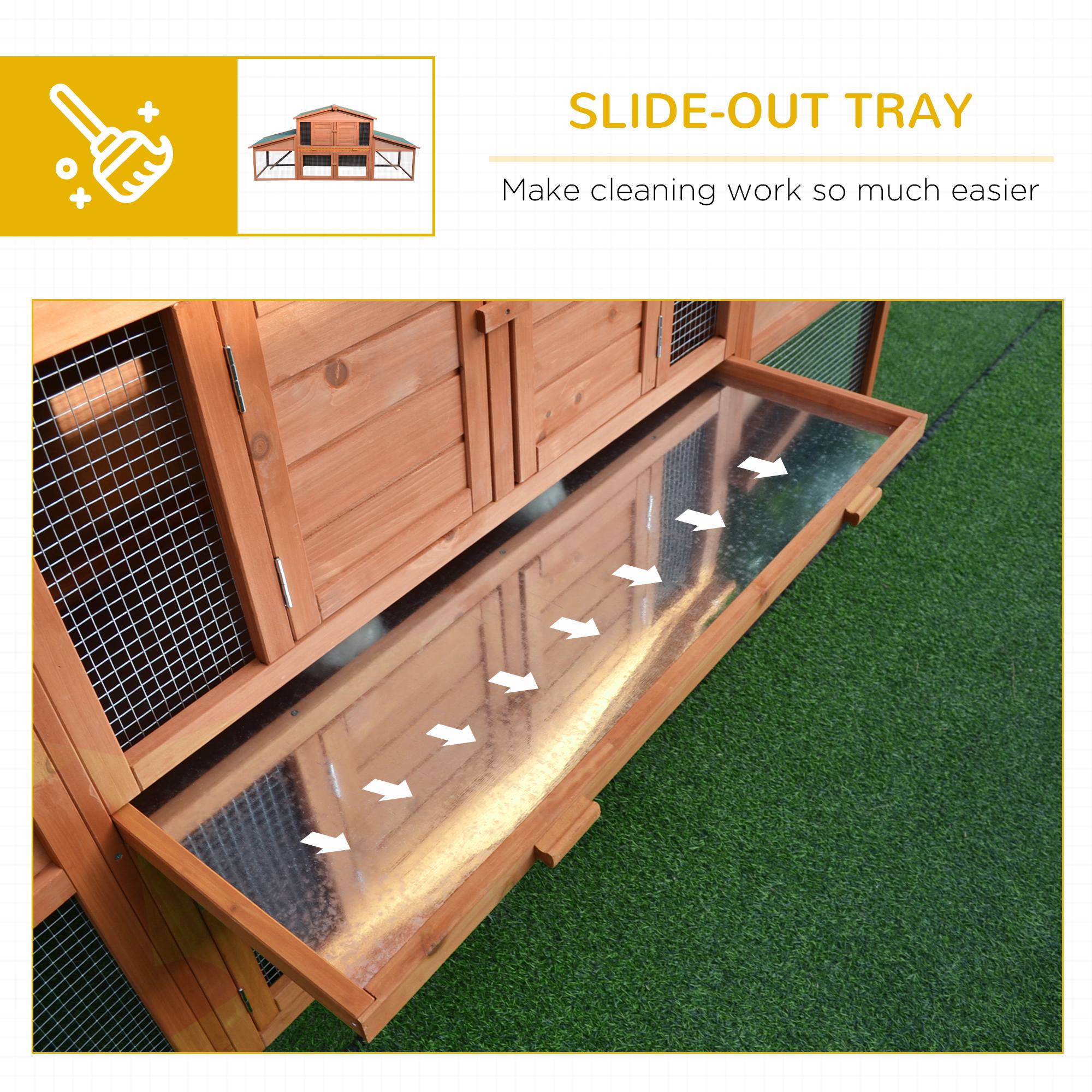 PawHut 88.5" x 27.5" x 39.25" Deluxe Wooden Rabbit Hutch Backyard Bunny Cage Small Animal Living House with Outdoor Run, Orange