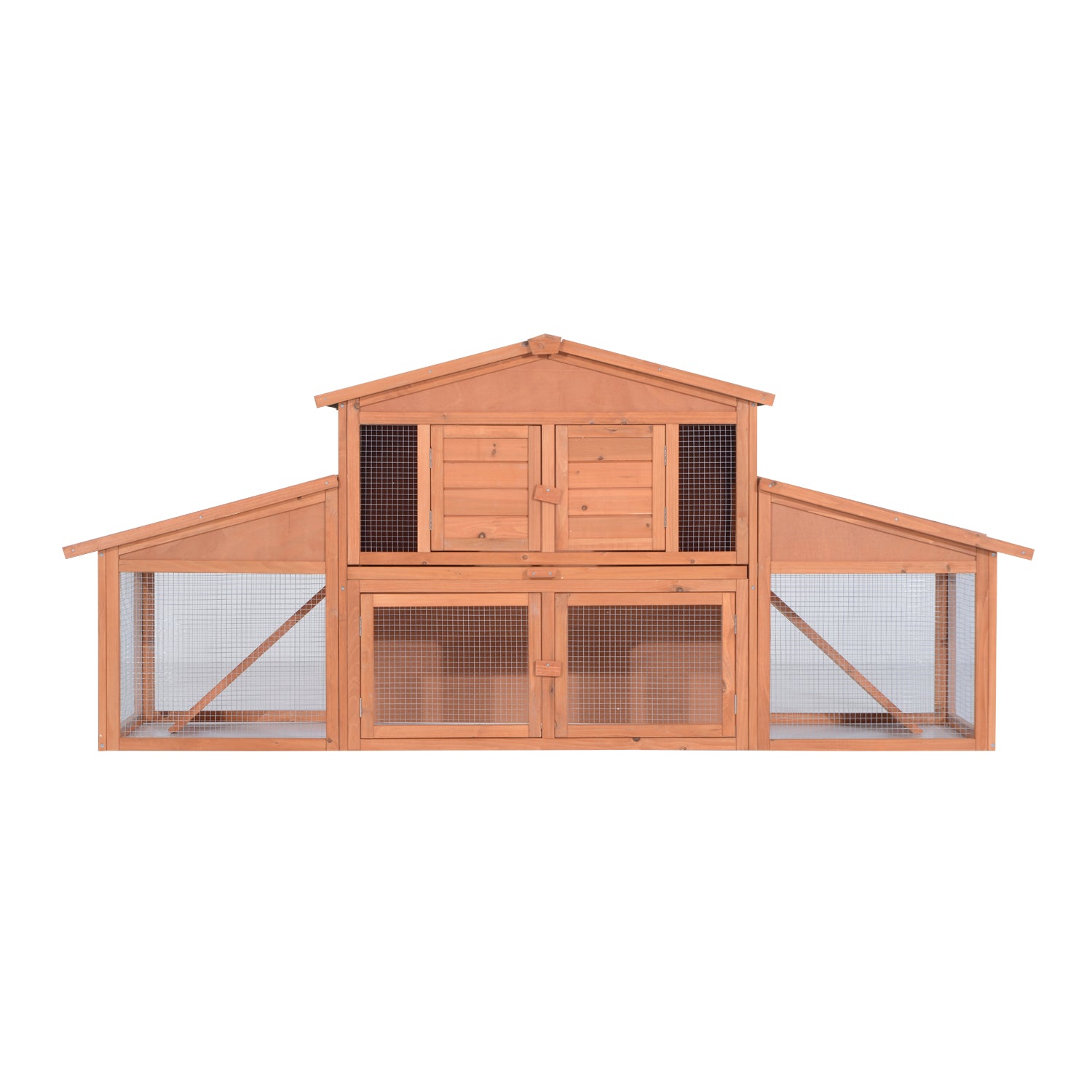 PawHut 88.5" x 27.5" x 39.25" Deluxe Wooden Rabbit Hutch Backyard Bunny Cage Small Animal Living House with Outdoor Run, Orange