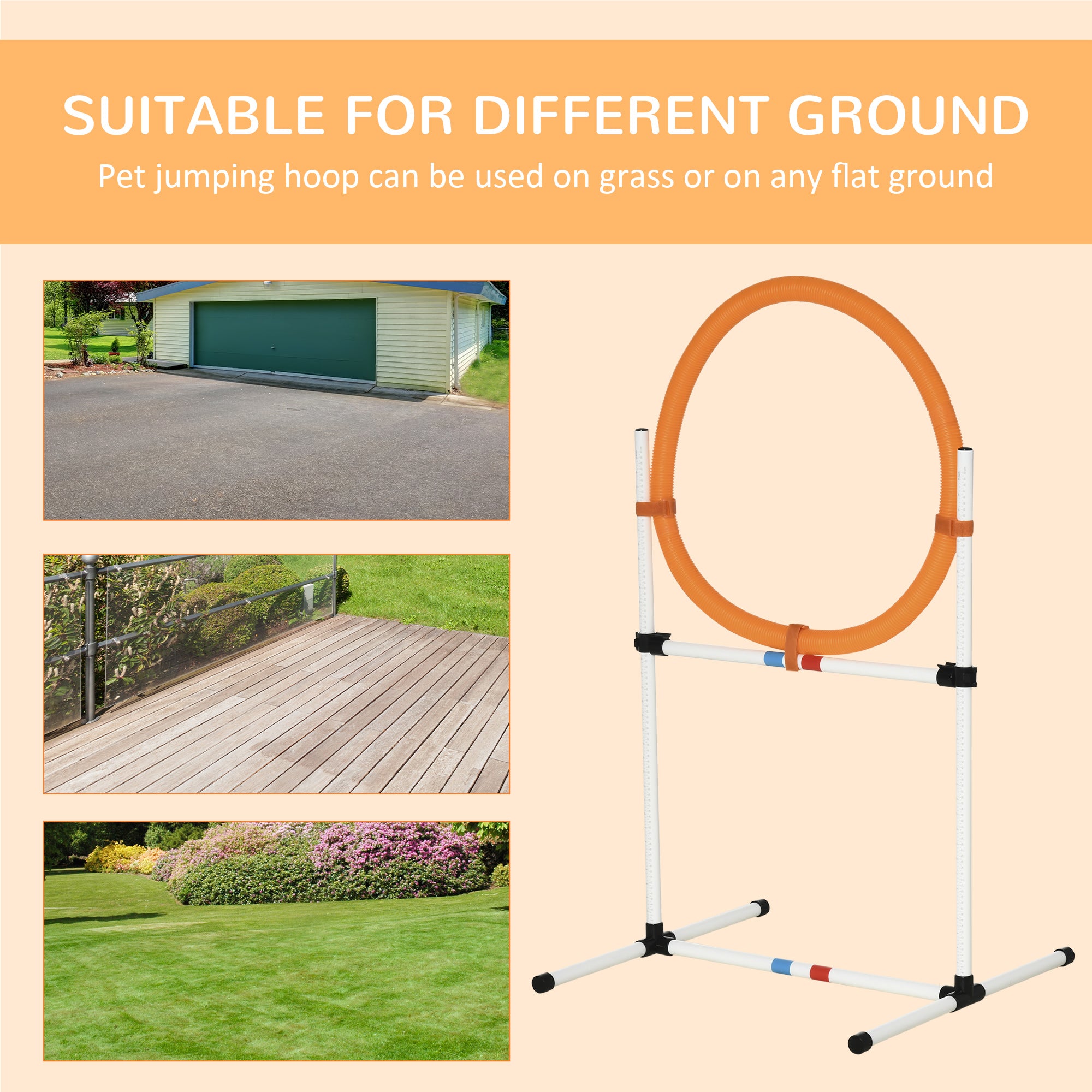 PawHut 2-in-1 Dog Obstacle Training Agility Equipment Tire Jump Ring/Hurdle Bar with a Simple & Easy Setup & Storage Bag