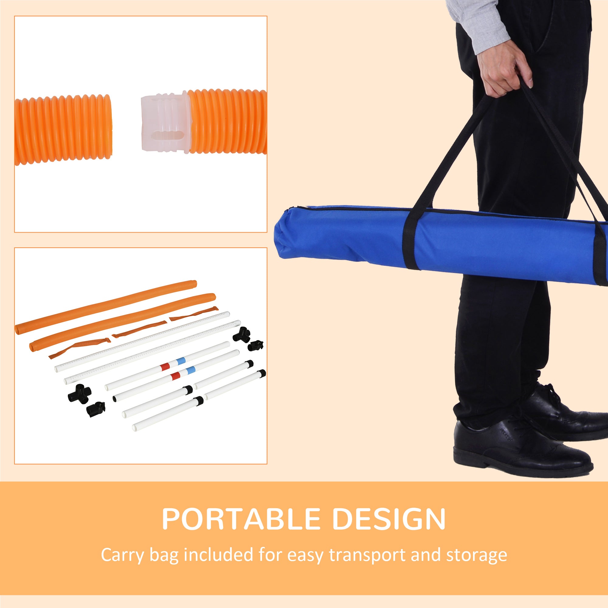 PawHut 2-in-1 Dog Obstacle Training Agility Equipment Tire Jump Ring/Hurdle Bar with a Simple & Easy Setup & Storage Bag