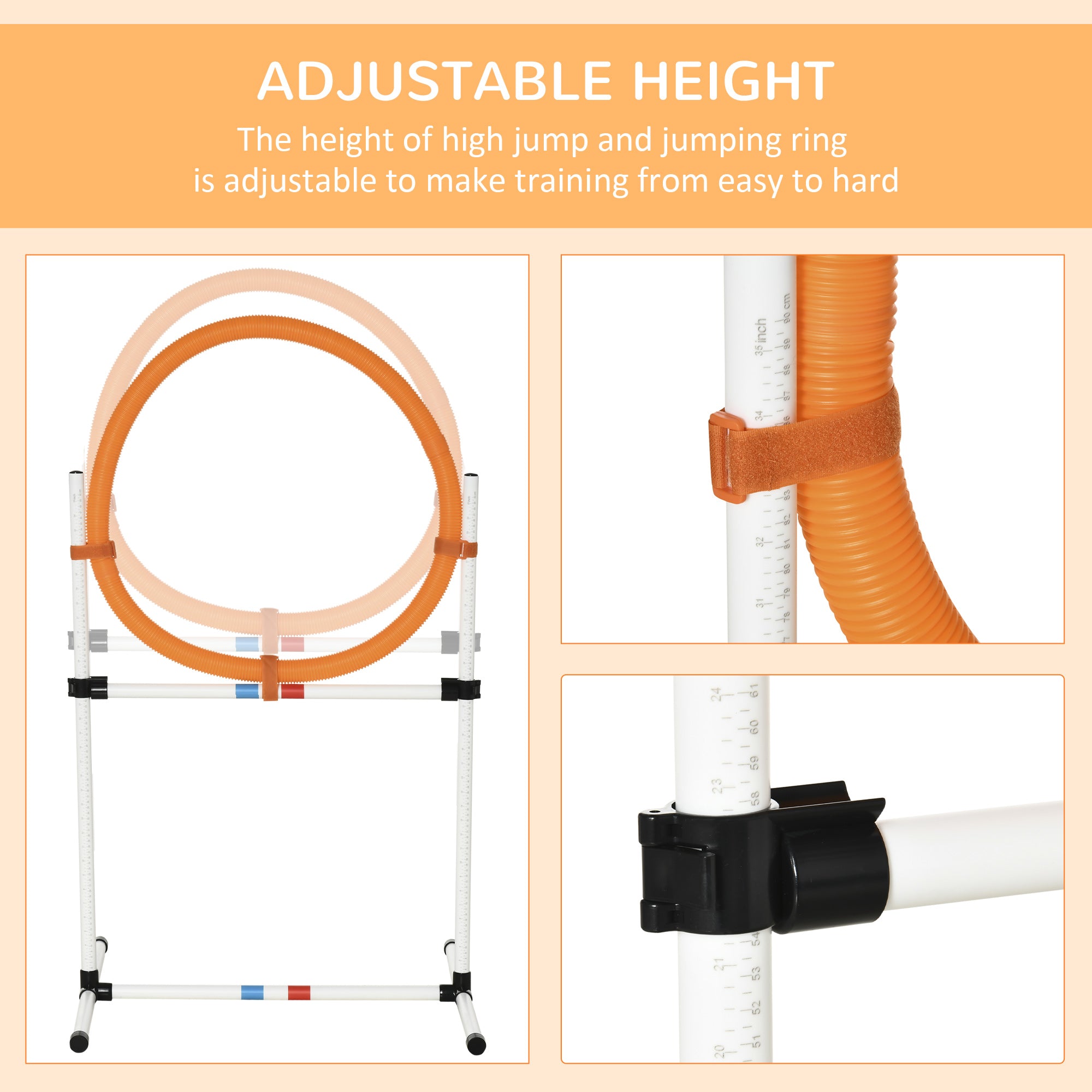 PawHut 2-in-1 Dog Obstacle Training Agility Equipment Tire Jump Ring/Hurdle Bar with a Simple & Easy Setup & Storage Bag