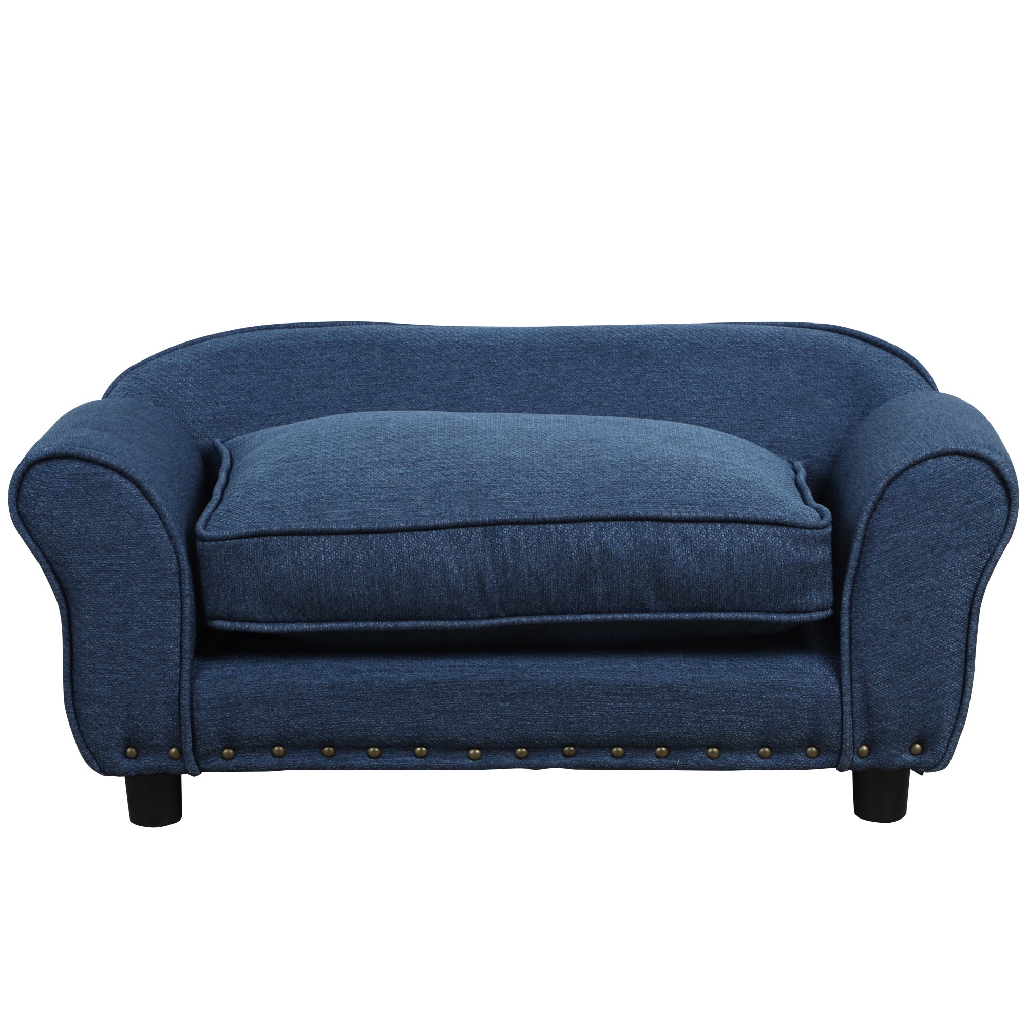 PawHut Dog Sofa for Small Dogs, Pet Chair Couch w/ Padded Cushion, Washable Cover, Wooden Frame - Blue