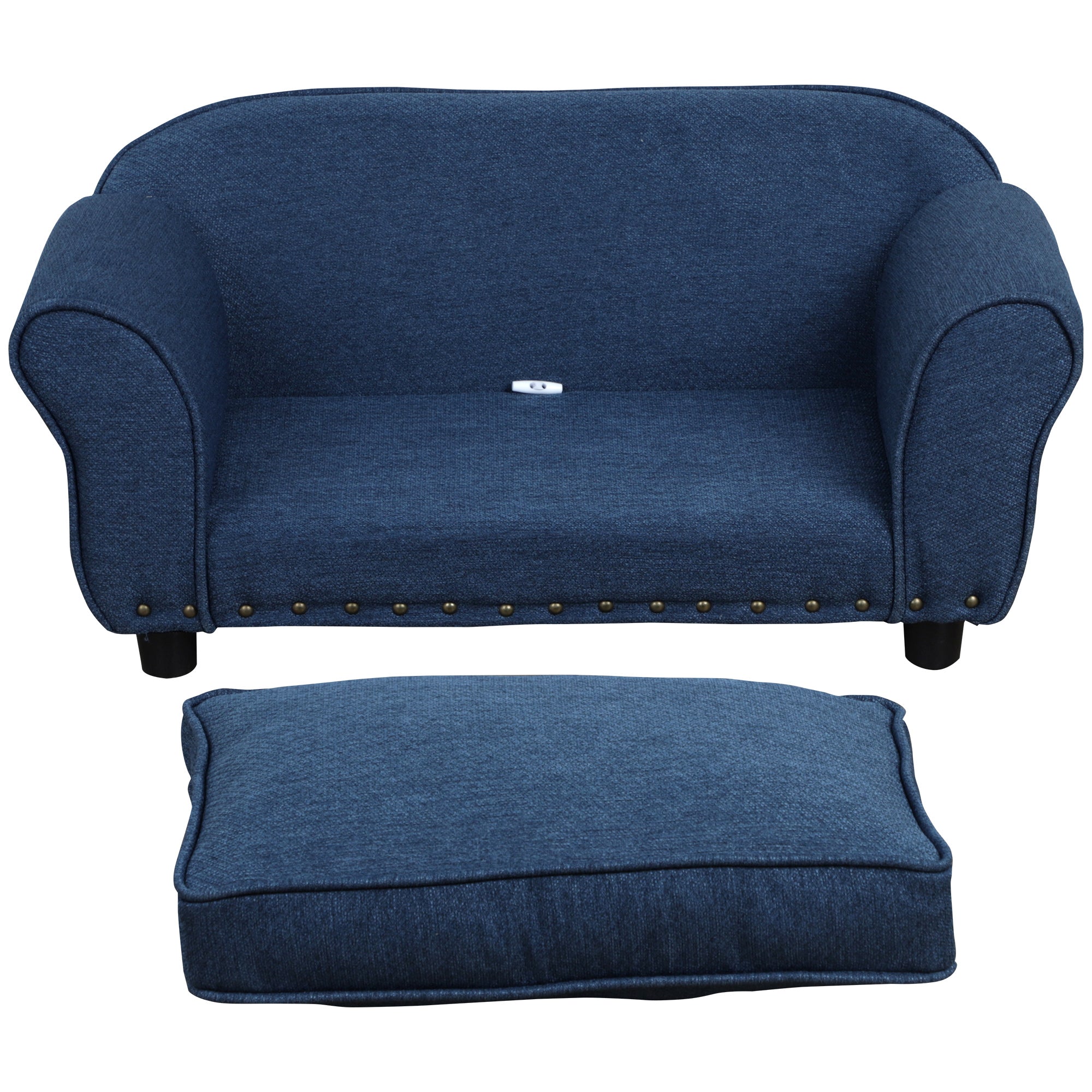 PawHut Dog Sofa for Small Dogs, Pet Chair Couch w/ Padded Cushion, Washable Cover, Wooden Frame - Blue