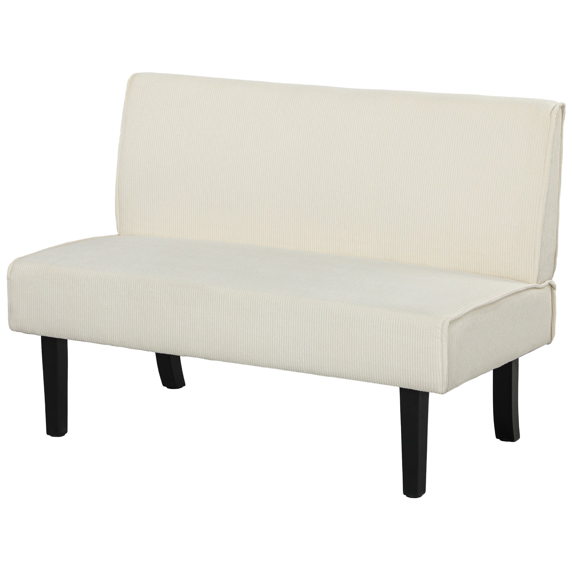HOMCOM 46.5" Loveseat with USB/USB-C Ports, Modern Love Seat with Rubber Wood Legs, Corduroy 2 Seater Sofa Couch for Living Room, Bedroom, Home Office, Small Space, Cream White