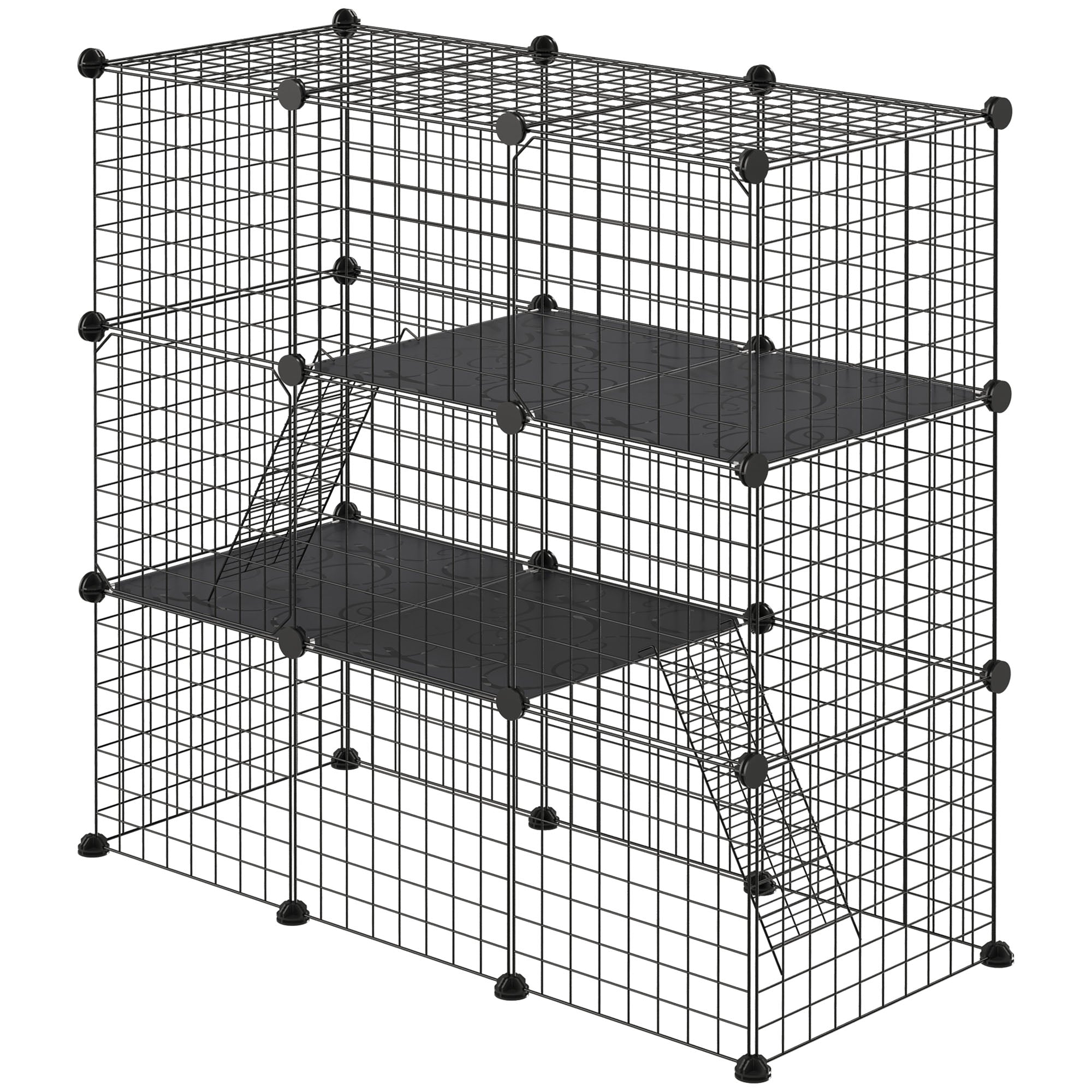 PawHut Rabbit Cage Small Animal Cage for Chinchillas, Pet Playpen with Doors Ramps, Portable Metal Wire Yard for Cats, Bunnies, 41" x 18" x 41", 31 Panels