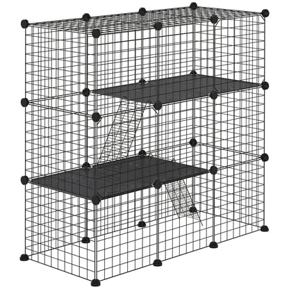 PawHut Rabbit Cage Small Animal Cage for Chinchillas, Pet Playpen with Doors Ramps, Portable Metal Wire Yard for Cats, Bunnies, 41" x 18" x 41", 31 Panels