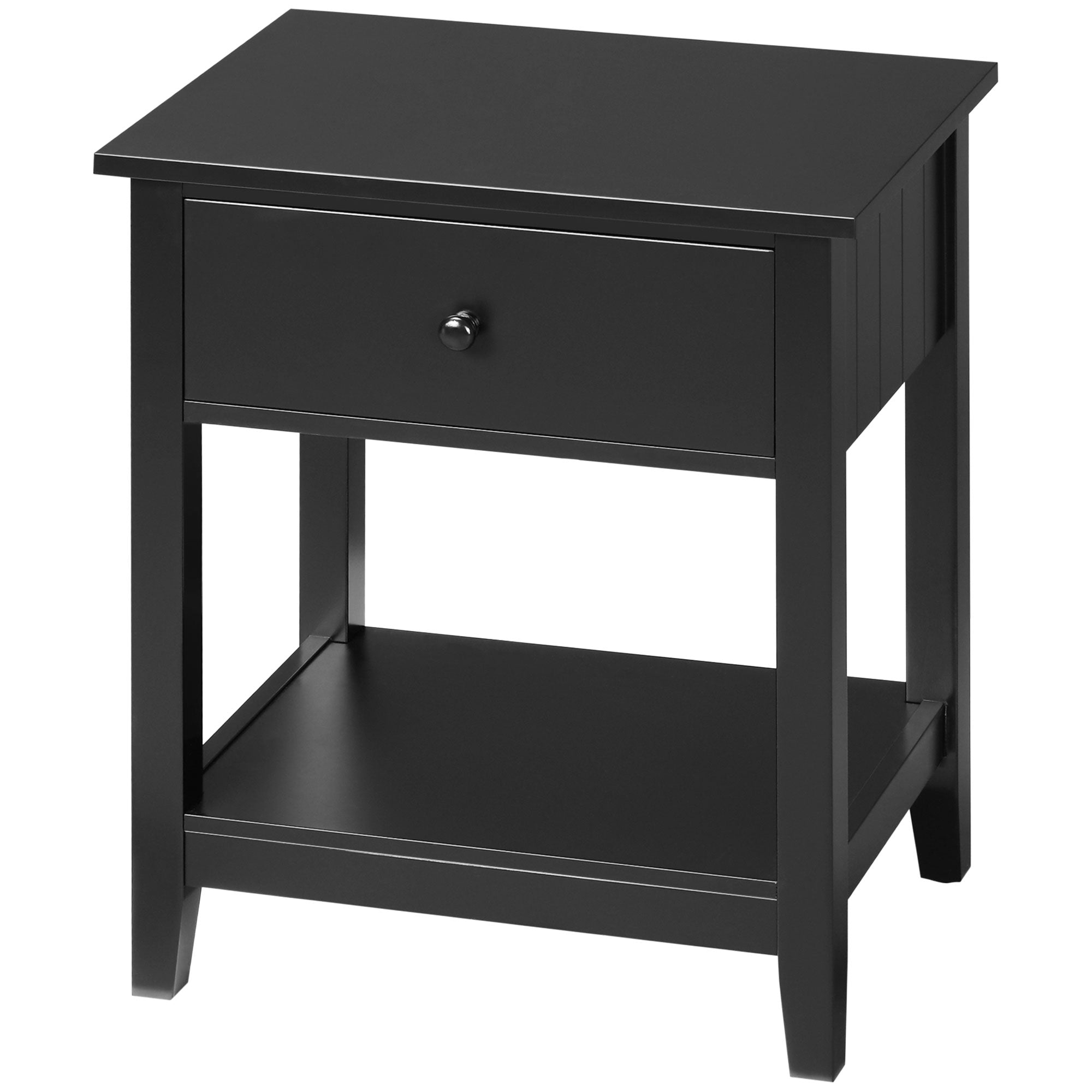 HOMCOM Modern Style Nightstand, Side Table with Drawer and Storage Shelf for Bedroom, 19.7" x 13.8" x 23.6", Black