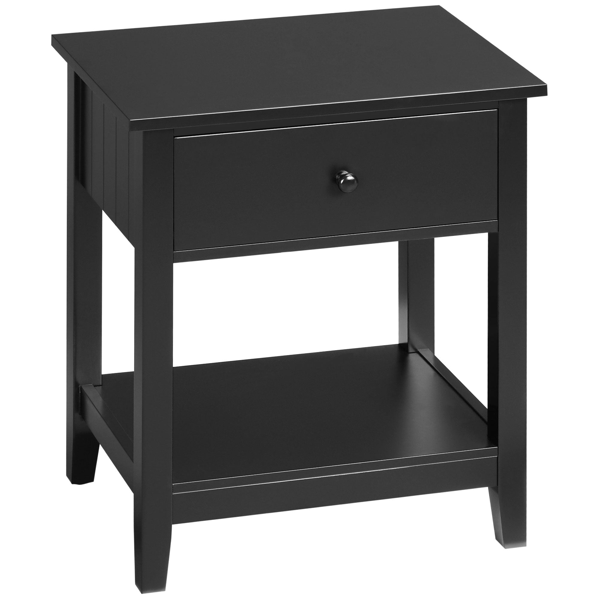 HOMCOM Modern Style Nightstand, Side Table with Drawer and Storage Shelf for Bedroom, 19.7" x 13.8" x 23.6", Black