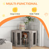 PawHut 41" Dog Crate Furniture, Corner Dog Crate End Table for Medium and Small Dogs, Indoor Dog Cage with Cushion, Door, Lock, Walnut Brown