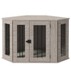 PawHut 41" Dog Crate Furniture, Corner Dog Crate End Table for Medium and Small Dogs, Indoor Dog Cage with Cushion, Door, Lock, Walnut Brown
