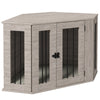 PawHut 41" Dog Crate Furniture, Corner Dog Crate End Table for Medium and Small Dogs, Indoor Dog Cage with Cushion, Door, Lock, Walnut Brown