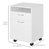 HOMCOM 24" Vertical Filing Cabinet with Drawer, Mobile File Cabinet with Wheels for Home Office, White