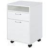 HOMCOM 24" Vertical Filing Cabinet with Drawer, Mobile File Cabinet with Wheels for Home Office, White