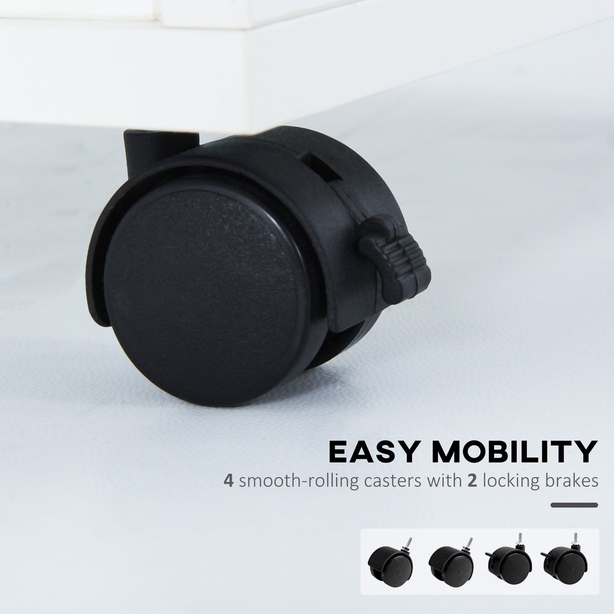 HOMCOM 24" Vertical Filing Cabinet with Drawer, Mobile File Cabinet with Wheels for Home Office, White