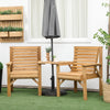 Outsunny 3Pcs Outdoor Bench Set, 2 Garden Benches Coffee Table and Umbrella Hole, Patio Table and Chair Set for Garden, Backyard, Balcony, Light Brown