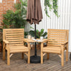 Outsunny 3Pcs Outdoor Bench Set, 2 Garden Benches Coffee Table and Umbrella Hole, Patio Table and Chair Set for Garden, Backyard, Balcony, Light Brown
