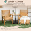 Outsunny 3Pcs Outdoor Bench Set, 2 Garden Benches Coffee Table and Umbrella Hole, Patio Table and Chair Set for Garden, Backyard, Balcony, Light Brown