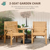 Outsunny 3Pcs Outdoor Bench Set, 2 Garden Benches Coffee Table and Umbrella Hole, Patio Table and Chair Set for Garden, Backyard, Balcony, Light Brown