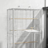 PawHut 39" Bird Cage for Budgie, Finches, Canaries, Love Birds, Large Parrot Cage with Wooden Stands, Slide-Out Tray, Handles, Food Containers, White