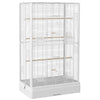 PawHut 39" Bird Cage for Budgie, Finches, Canaries, Love Birds, Large Parrot Cage with Wooden Stands, Slide-Out Tray, Handles, Food Containers, White