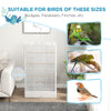 PawHut 39" Bird Cage for Budgie, Finches, Canaries, Love Birds, Large Parrot Cage with Wooden Stands, Slide-Out Tray, Handles, Food Containers, White