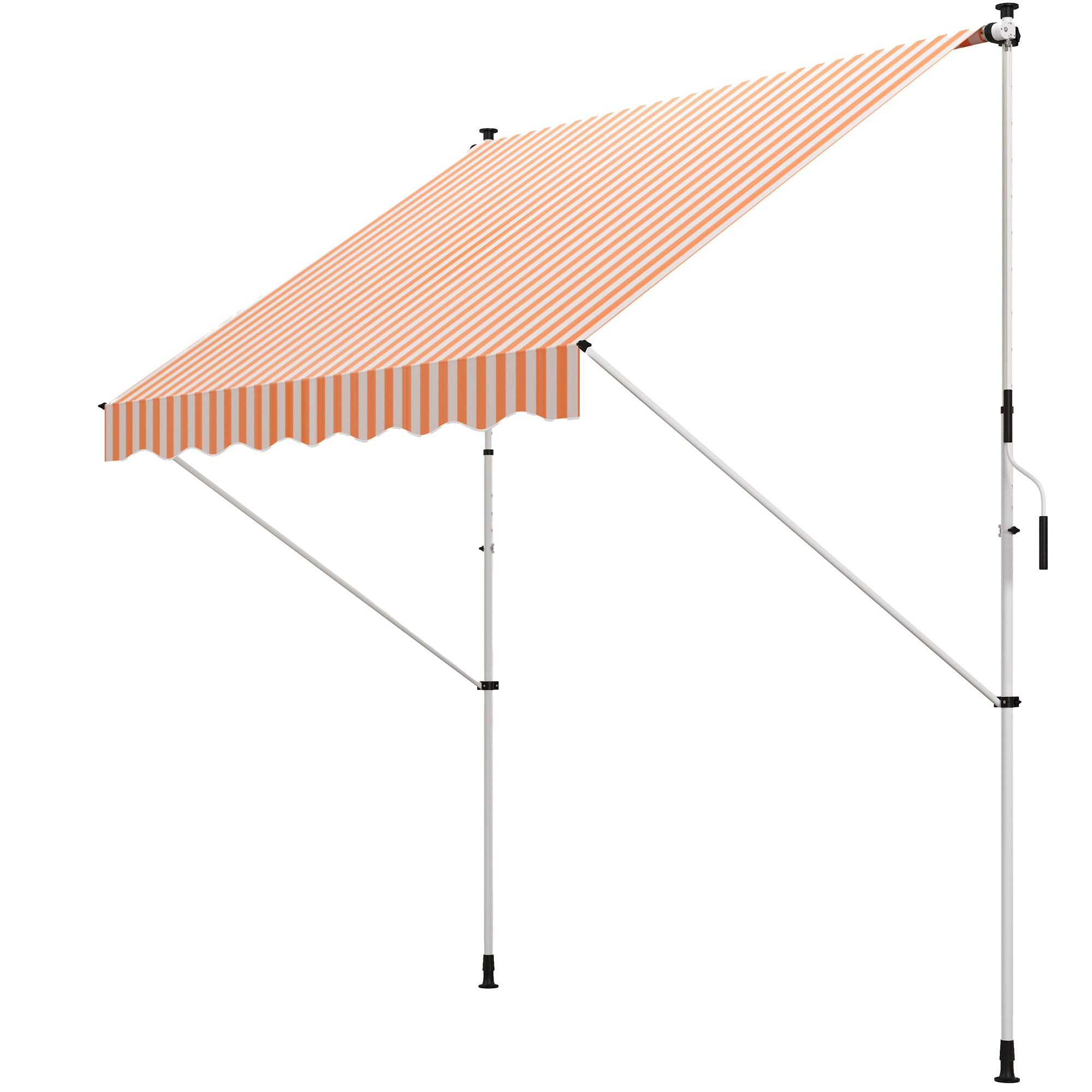 Outsunny 10x5ft Manual Retractable Awning, Patio Sun Shade Canopy Shelter with 5.6-9.2ft Support Pole, Water Resistant UV Protector, for Window, Door, Porch, Deck, Yellow