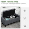 HOMCOM Storage Ottoman Bench Linen-Touch Fabric Tufted Chest Footstool with Flipping Top, Dark Grey