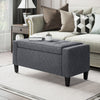HOMCOM Storage Ottoman Bench Linen-Touch Fabric Tufted Chest Footstool with Flipping Top, Dark Grey