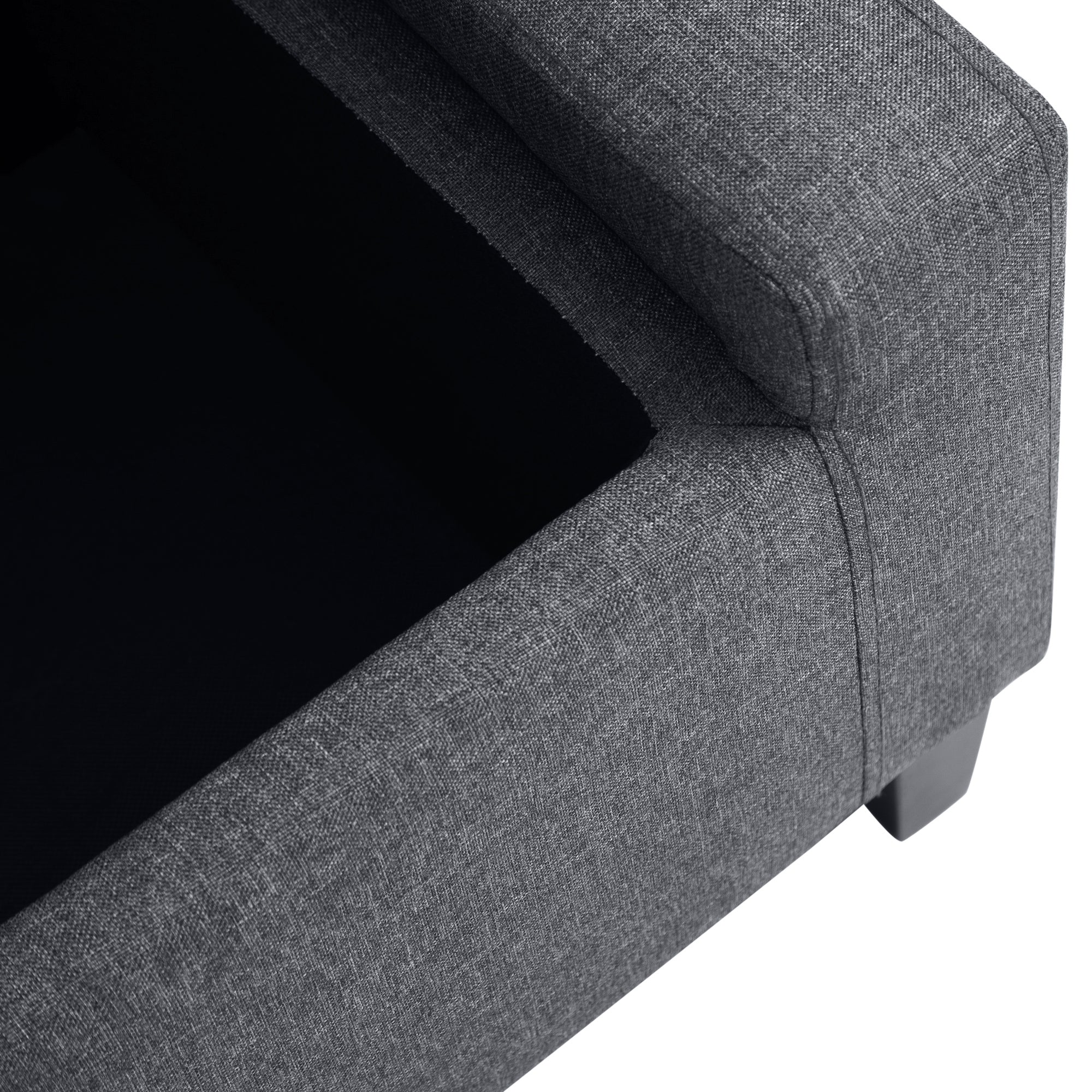 HOMCOM Storage Ottoman Bench Linen-Touch Fabric Tufted Chest Footstool with Flipping Top, Dark Grey