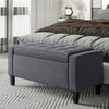 HOMCOM Storage Ottoman Bench Linen-Touch Fabric Tufted Chest Footstool with Flipping Top, Dark Grey