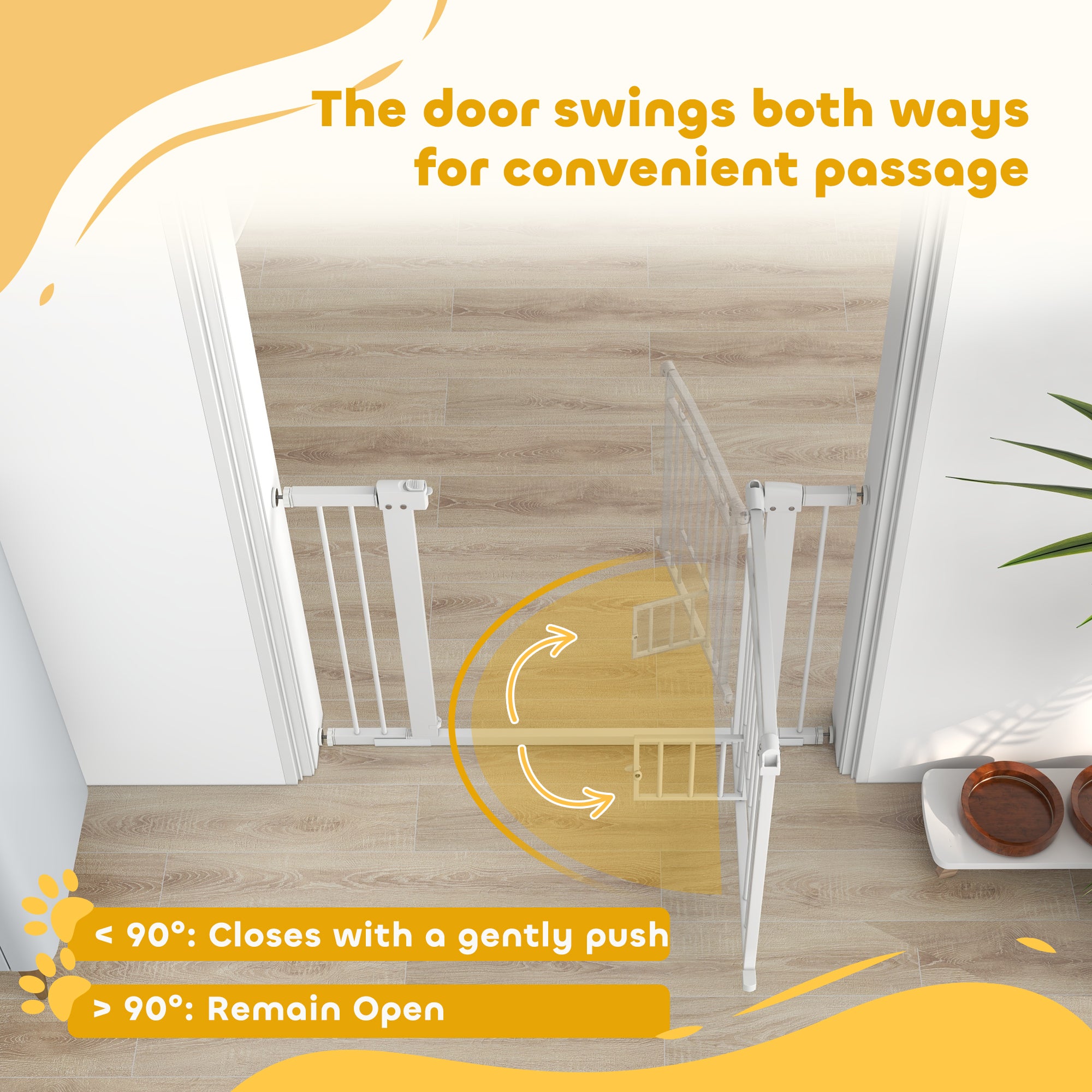 PawHut Dog Gate, Walk Through Pet Gate with Small Pet Door, Auto Close, for Doorways, House, Stair, 2 Extension Kits, Pressure Mount Kit, 30"-41" W x 30" H
