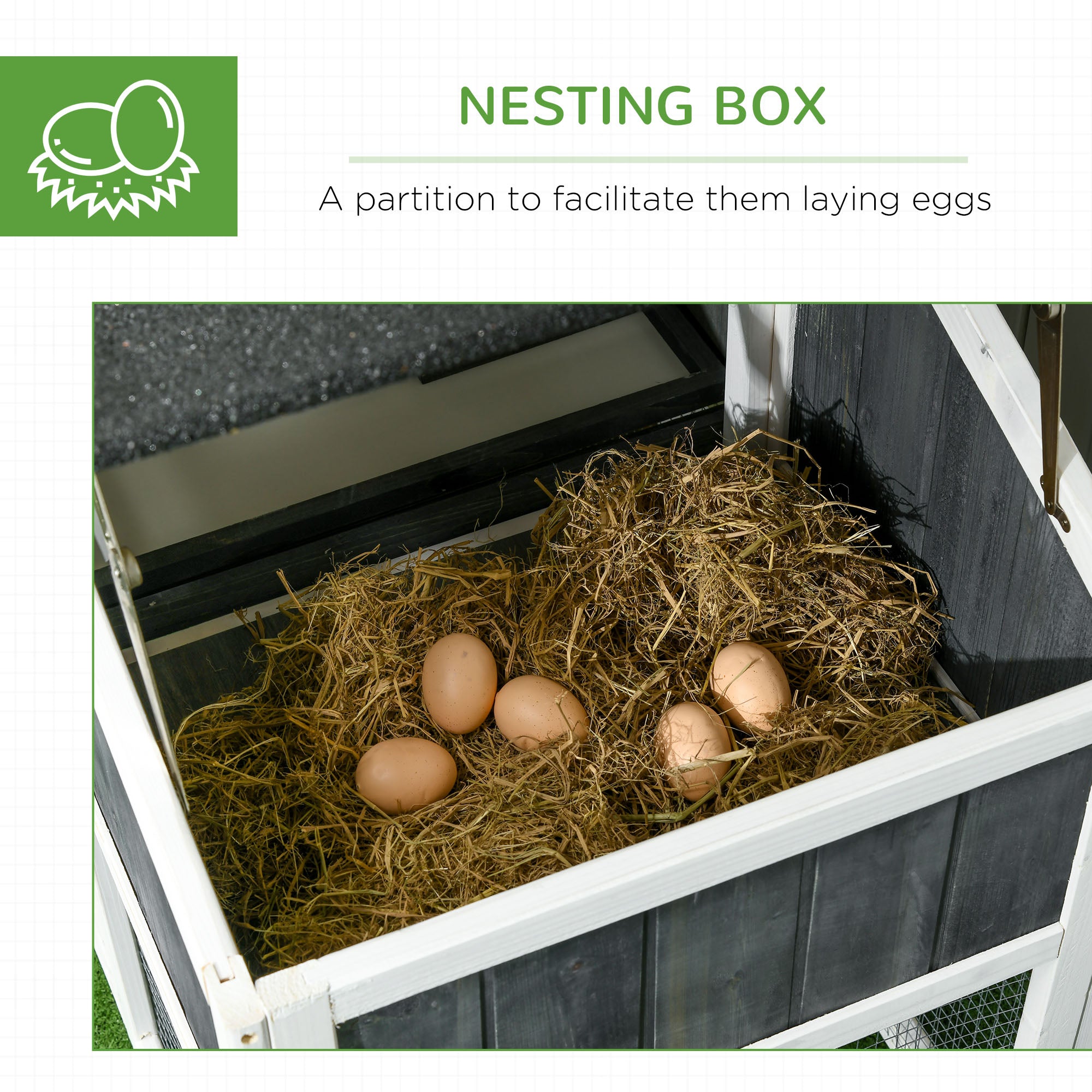 PawHut 63" Wooden Chicken Coop with Garden Bed, Small Outdoor Hen House with Nesting Box Removable Tray, Ramps Run, for Garden Backyard, Storm Gray