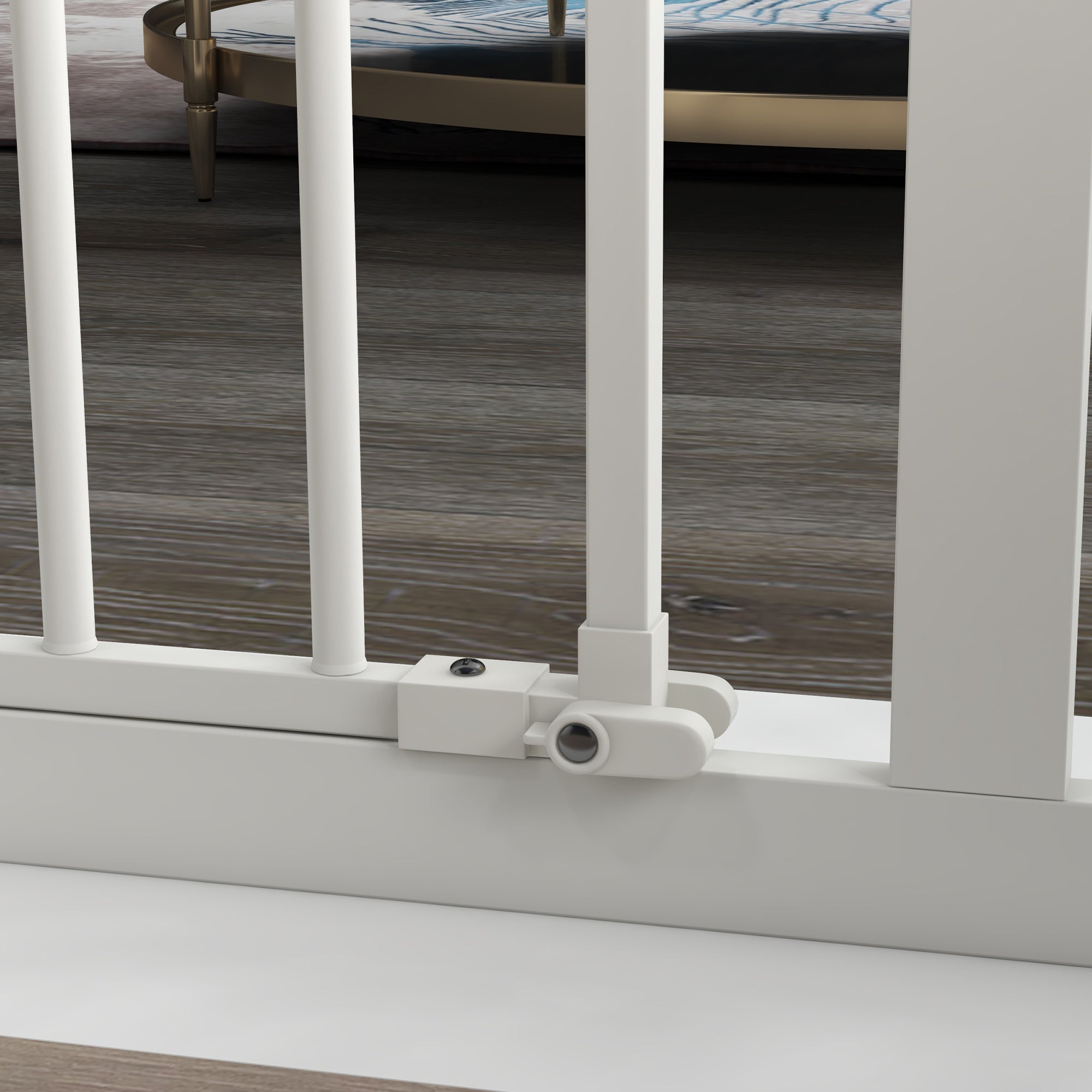 PawHut Dog Gate Stair Gate Pressure Fit Pets Barrier Auto Close for Doorway Hallway, 74-94cm Wide Adjustable, White