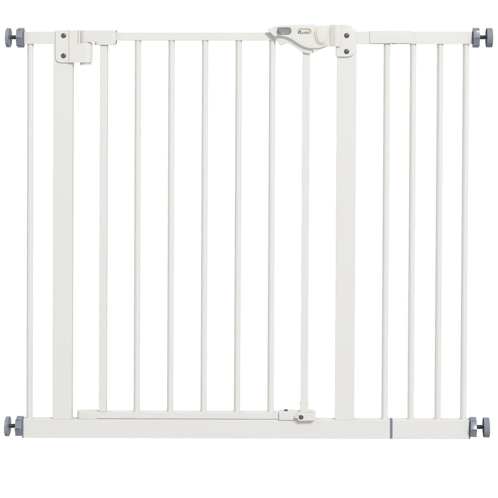 PawHut Dog Gate Stair Gate Pressure Fit Pets Barrier Auto Close for Doorway Hallway, 74-94cm Wide Adjustable, White