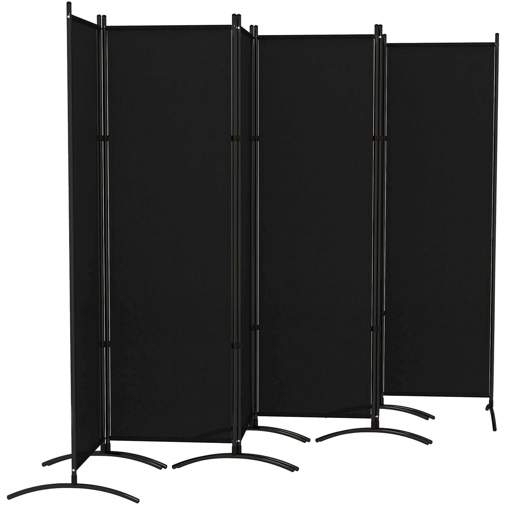 Outsunny 6 Panel Folding Outdoor Privacy Screen, 5.7FT Tall Room Divider with UV30+ Protection, Freestanding Privacy Panel Partition with Stable Base for Indoor Outdoor, Black