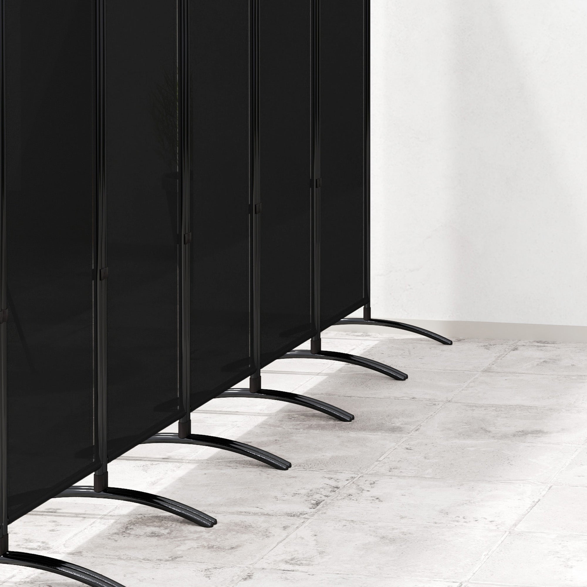 Outsunny 6 Panel Folding Outdoor Privacy Screen, 5.7FT Tall Room Divider with UV30+ Protection, Freestanding Privacy Panel Partition with Stable Base for Indoor Outdoor, Black